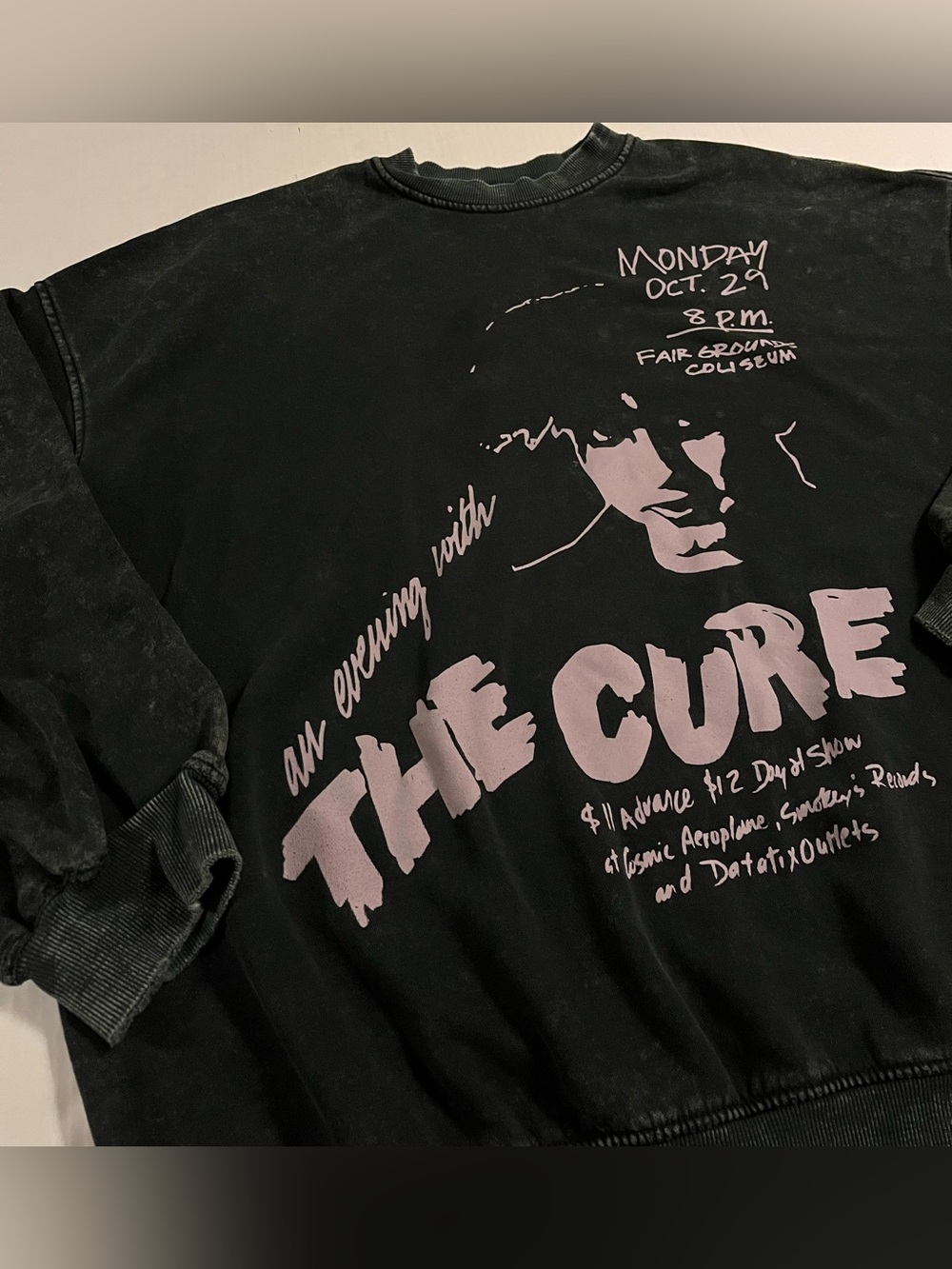 RARE The Cure x H&M Sweatshirt MEDIUM Punk Music Band Concert Tour Distressed